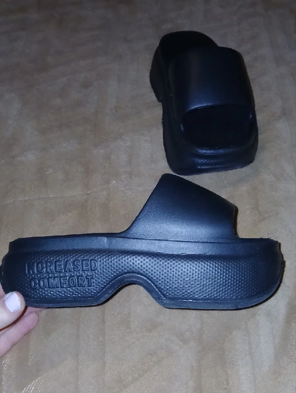 Womens Black Platform Slide Sandals Lightweight Unbranded Sz: 39, 8